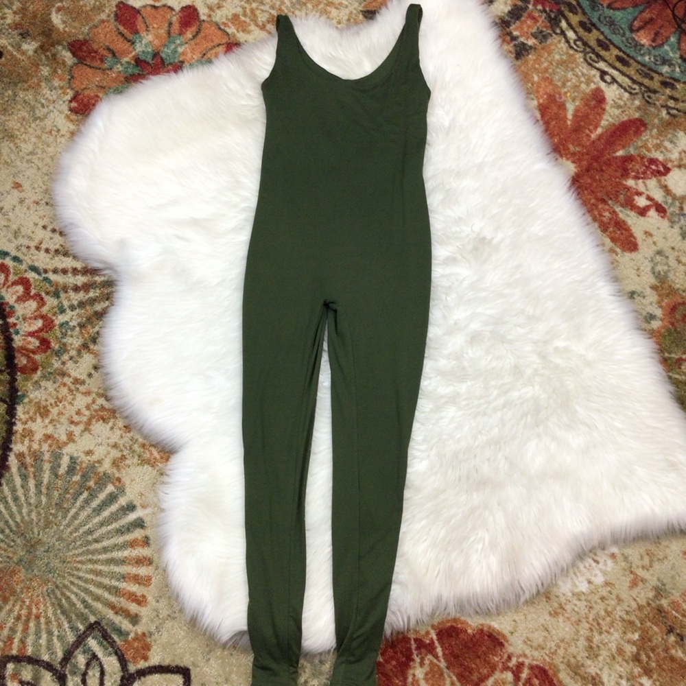 Bumpsuit Maternity Jumpsuit Green Wide Tank Strap Long Pants M